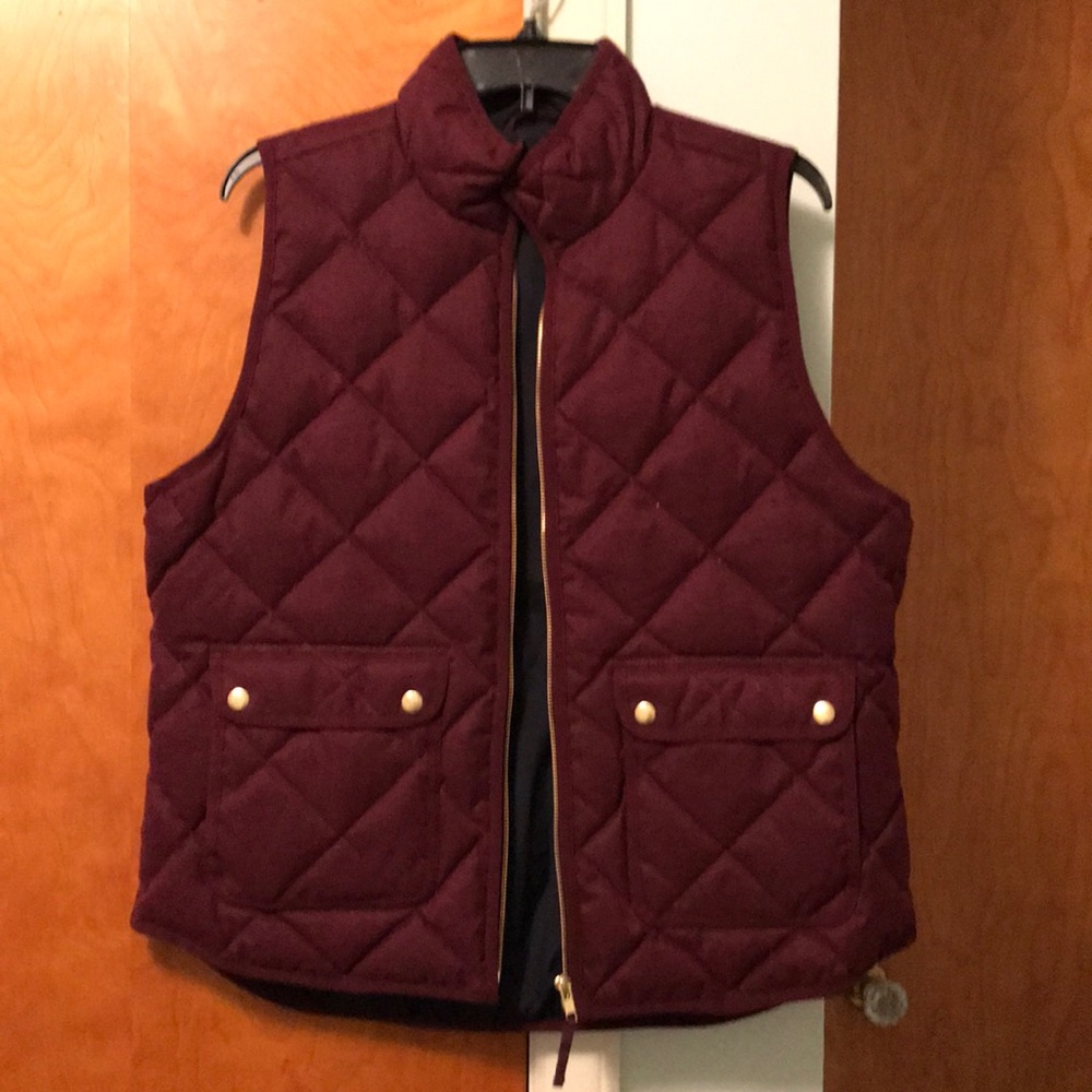 J Crew Burgundy Puffer Vest